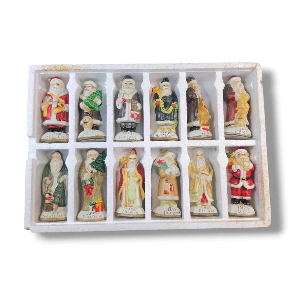 Santas From Around The World Set 12-Piece Hand Painted Collectibles Original Box